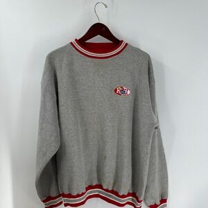 VTG 90s Y2K Kansas Jayhawks Basketball BAC Premier Mens Gray Red Sweatshirt L